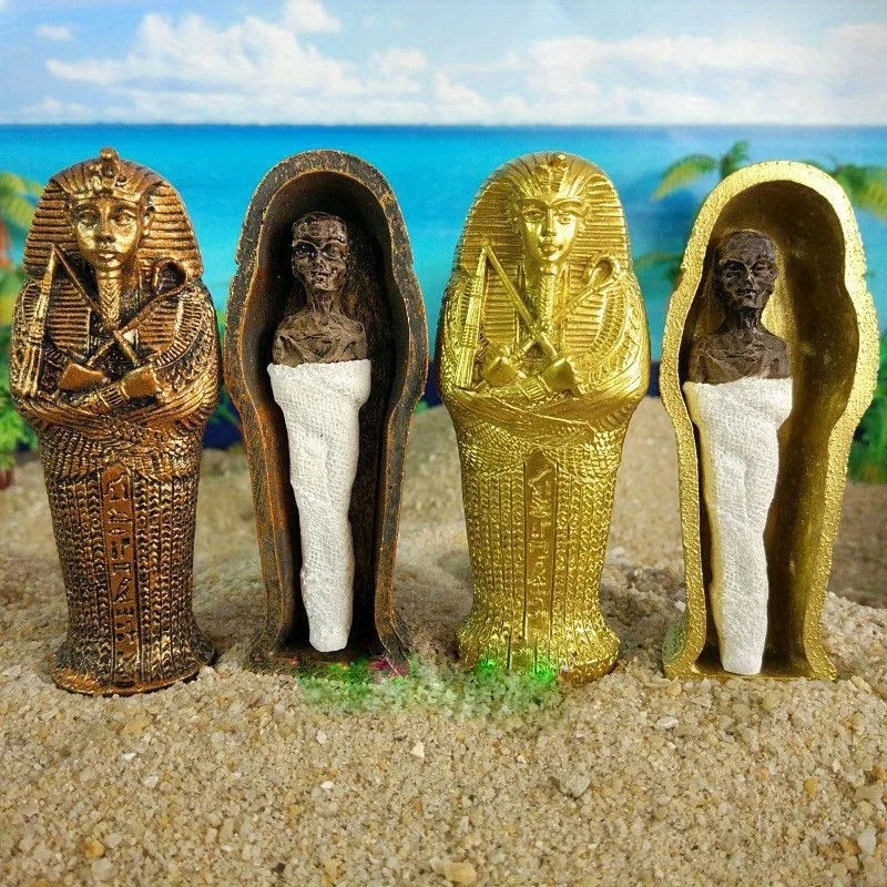 

Египетский король фараон саркофаг гроба с фигуркой мумии статуя миниатюрный песчаный декор миниатюрная модель украшение дома