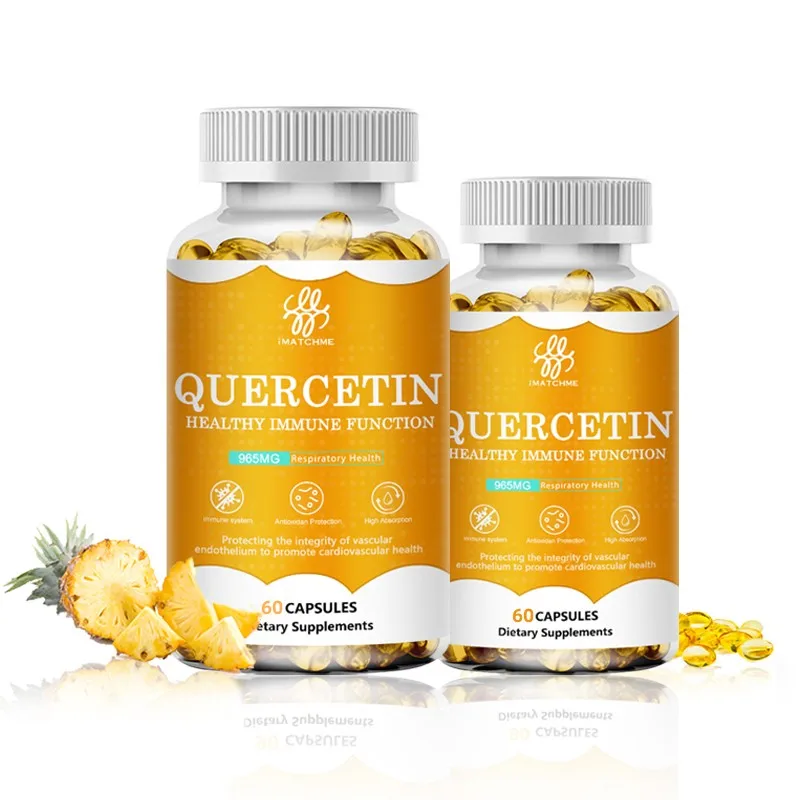 

Quercetin Capsules With Pineapple enzyme and Zinc Supplement Bioflavonoids for Immune, Cellular and Cardiometabolic Health Heart