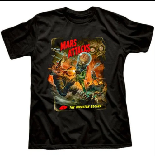 

Mars Attacks Aliens retro Movie Sci-fi Vintage T shirt short sleeve tee LNH478