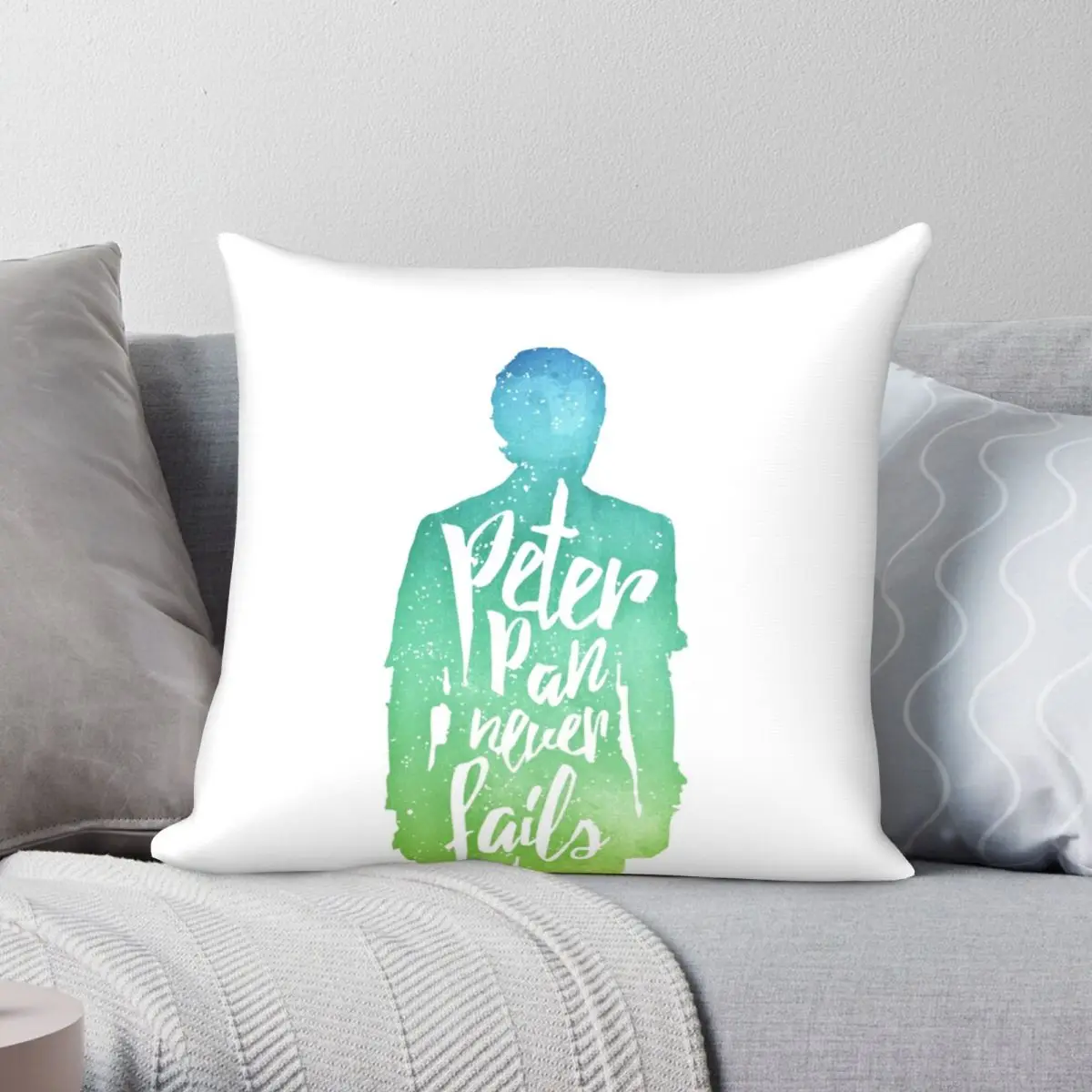 

Peter Pan Watercolor Square Pillowcase Polyester Linen Velvet Printed Zip Decor Pillow Case Sofa Cushion Case 18"