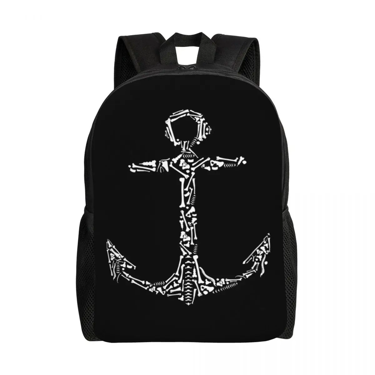 

Marine Anchor Made Of Bones Backpacks for Women Men School College Students Bookbag Fits 15 Inch Laptop Nautical Bags