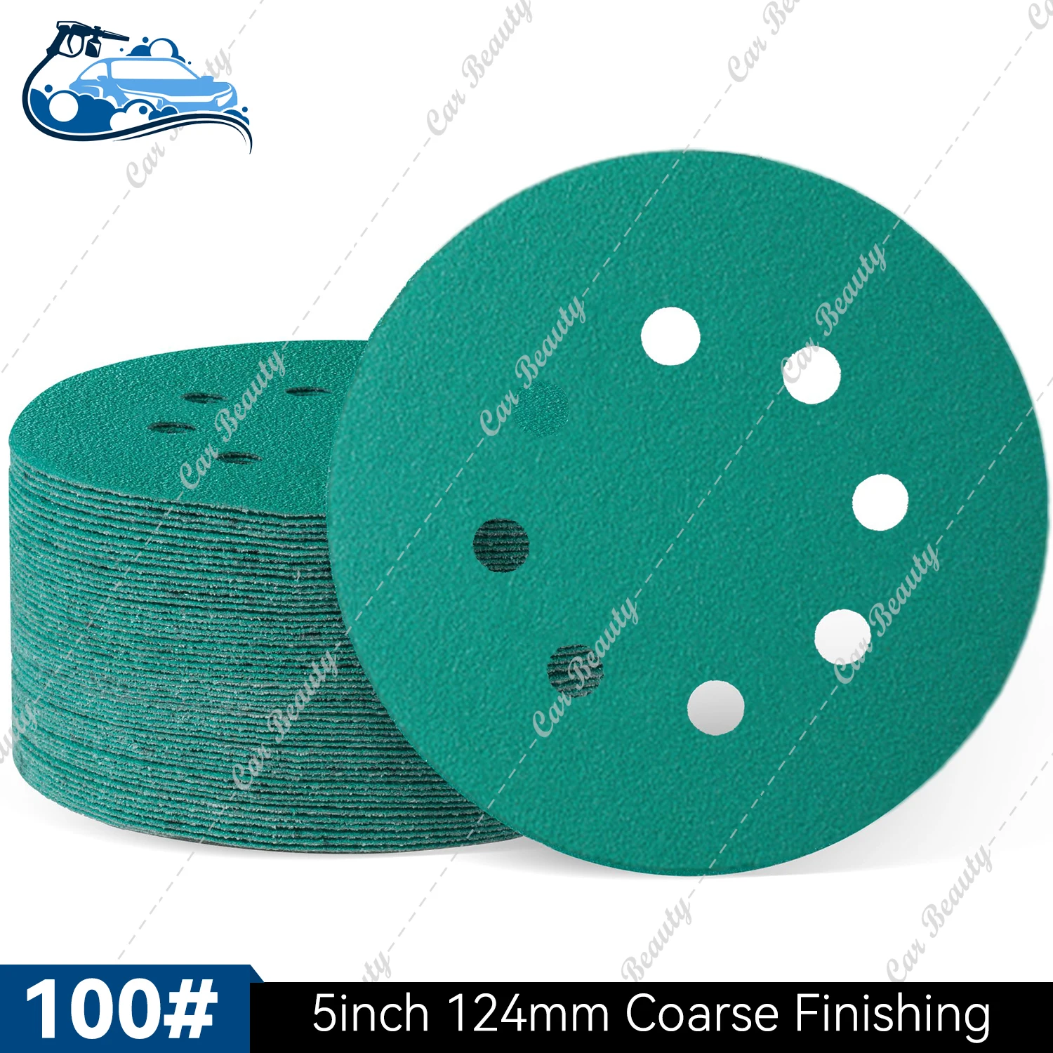 

5-дюймовая наждачная бумага, 8 отверстий, круглая, влажная шлифовальная бумага для дисков, листы для шлифовки с крючком и петлей для случайного орбитального шлифовального станка, полировального станка