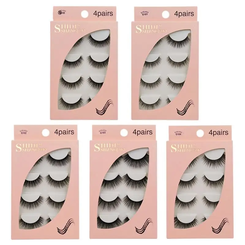 

New False Eyelashes 4 Pairs Of Naturally Thick Curled Eyelashes 3D Mink Hair Eyelash Extension Makeup Accessories