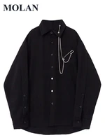molan fashion women high street blouse vintage black hip hop style soft long sleeve casual top female chic shirt