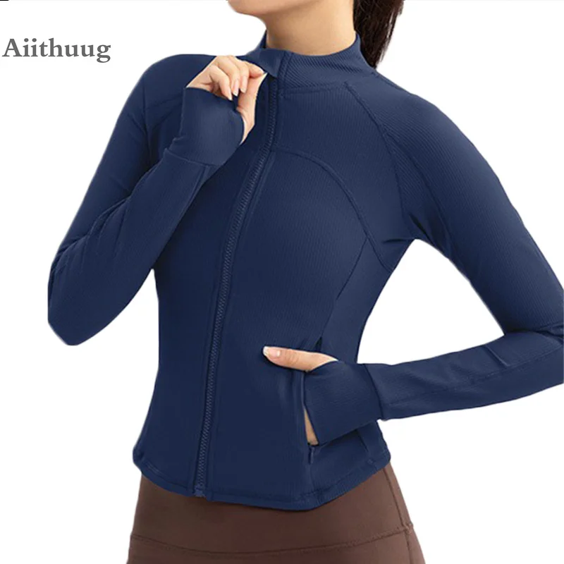 Спортивные куртки Aiithuug с открытой спиной усовершенствованная ребристая ткань