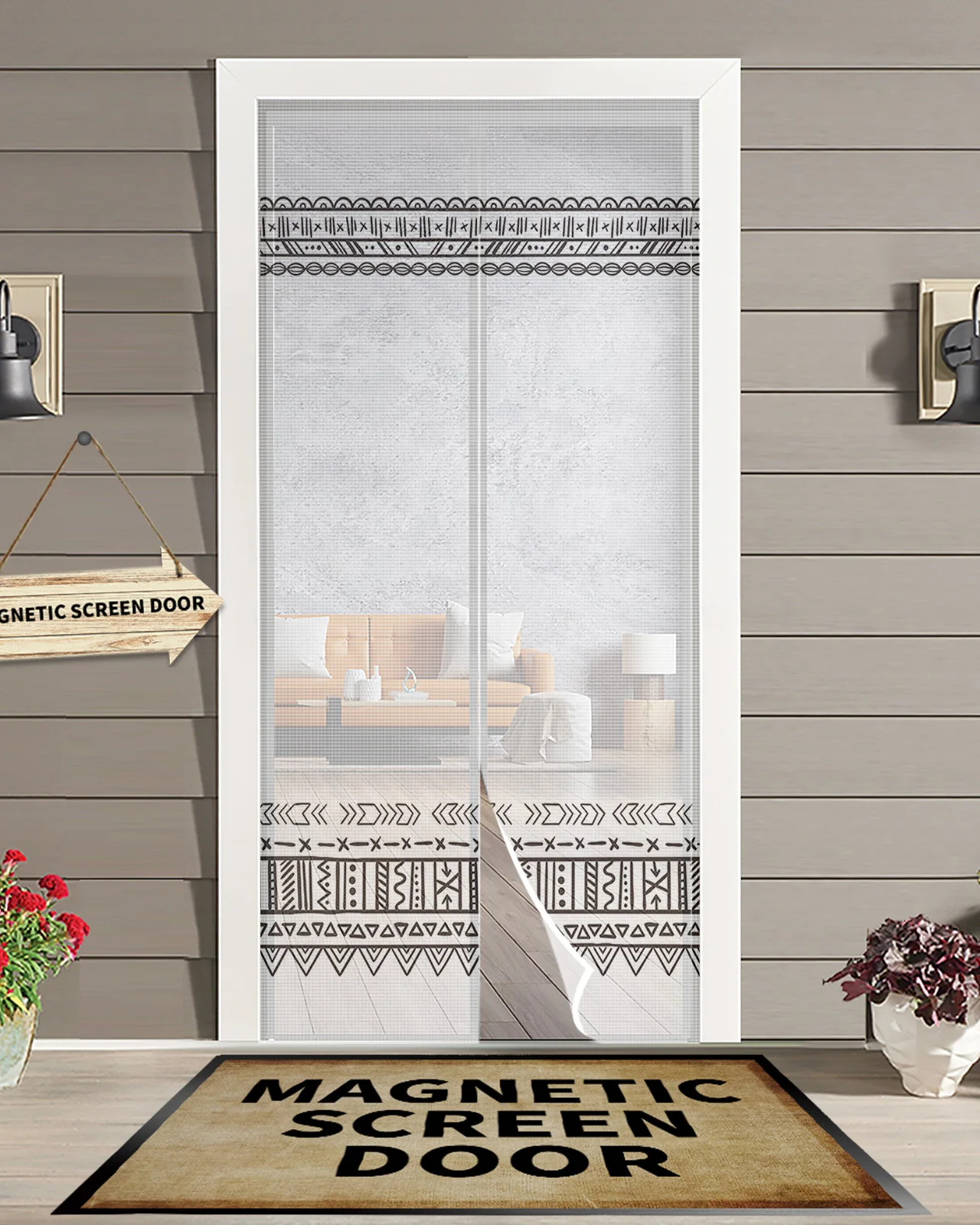 

Простая комнатная сетка для окон и дверей в богемном этническом стиле, насекомое с принтом, сетка для спальни, домашний декор, марлевая двер...