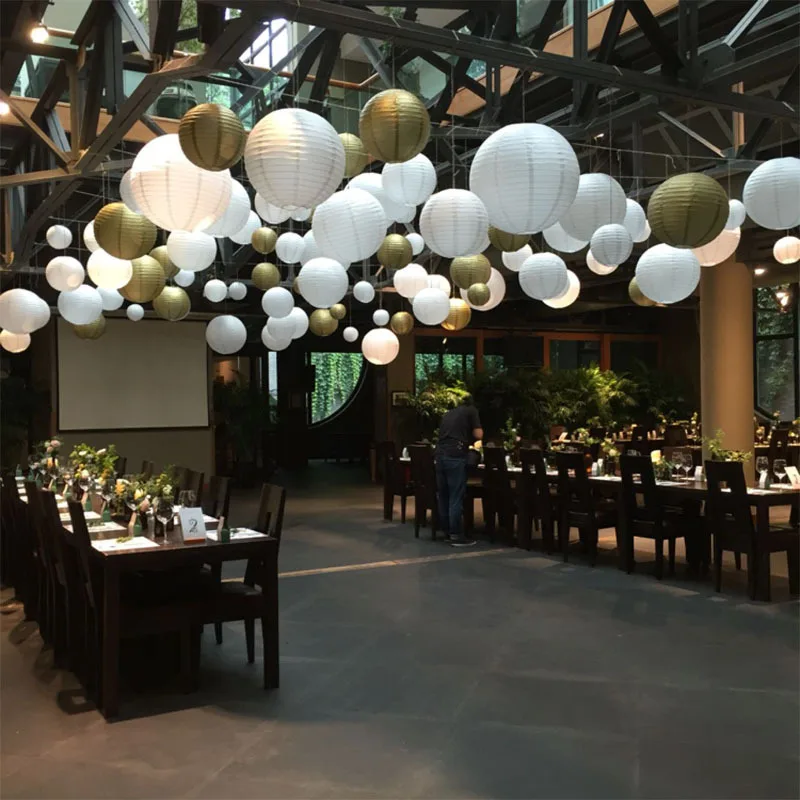 

Chinese /Japanese Round Rice Paper Lanterns Lampion Balls Hanging Wedding Birthday Party Baby Bride Shower Holiday Decoration