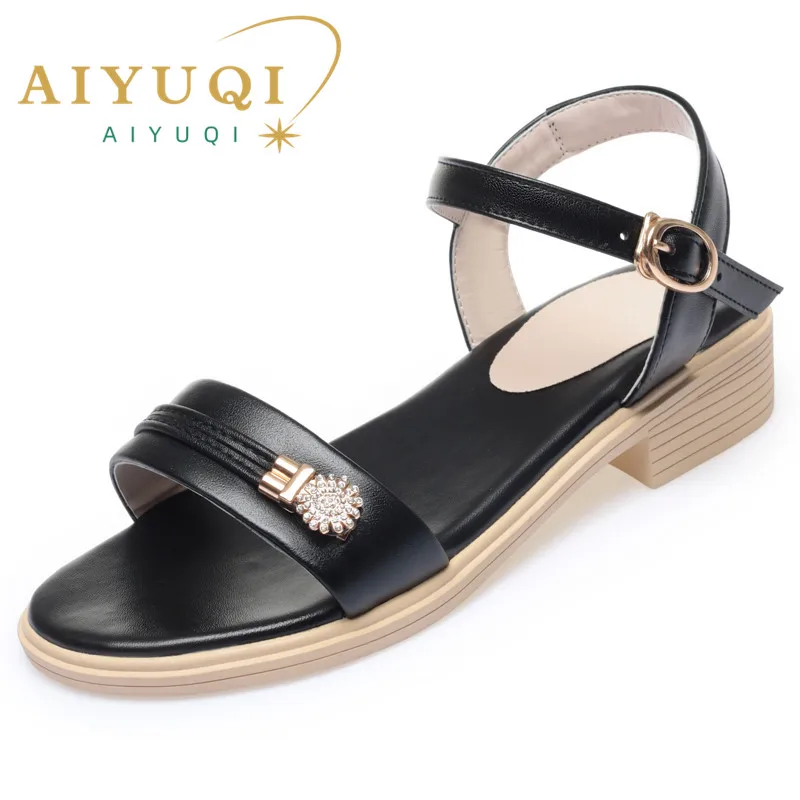 

AIYUQI Sandal Women Formal Fashion New Summer Thick Heel Non-slip Sandal Lady Versatile Open-toe Roman Sandal Lady
