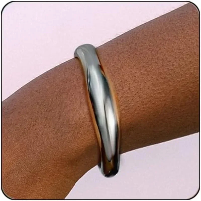 Модный открытый широкий массивный золотой браслет на шарнирах минималистичный