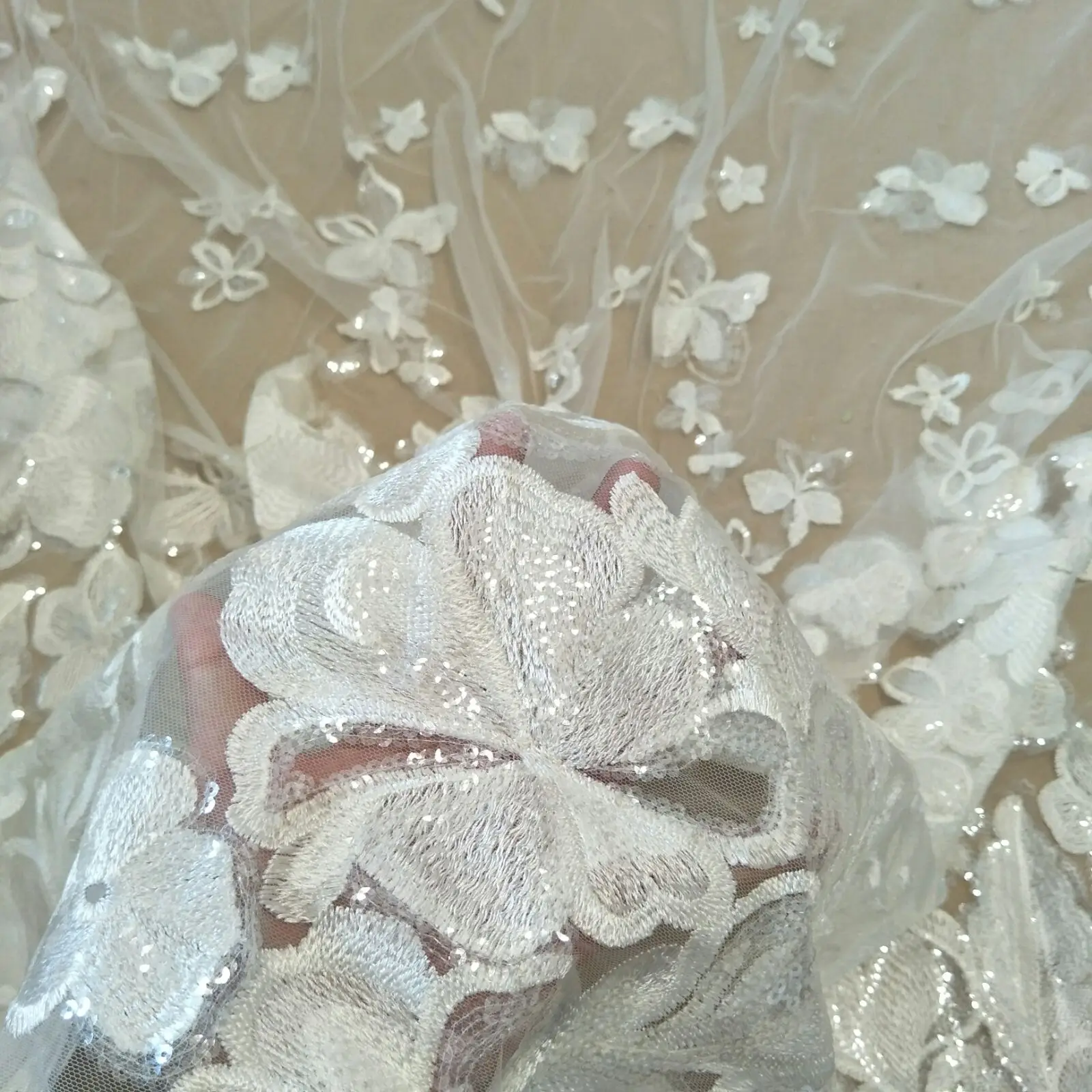 Свадебное платье для невесты кружевная ткань с блестками шириной 130 см продажа по