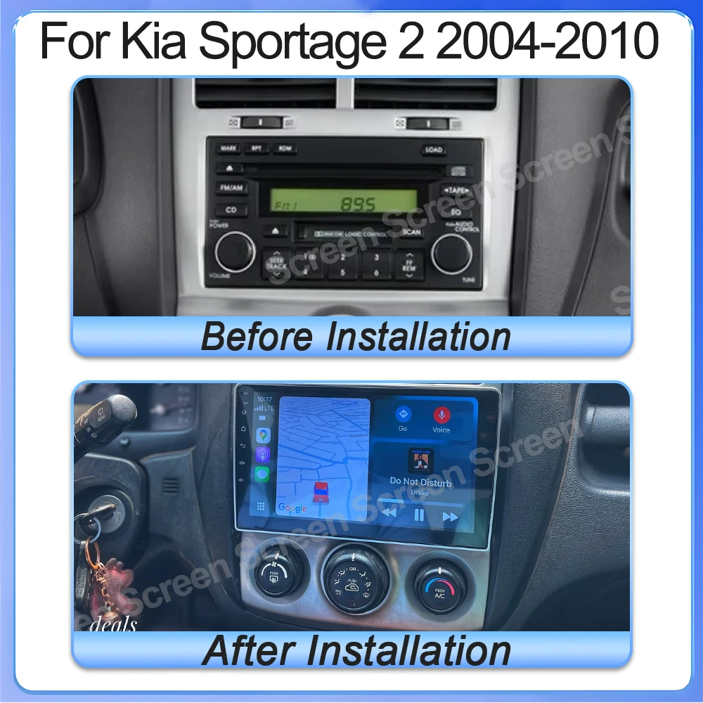 Фото 2Din Android 15 для Kia Sportage 2 2004-2010 Мультимедийный плеер Навигация Carplay Стерео DVD Зеркальная связь Стерео головное устройство WIFI №2