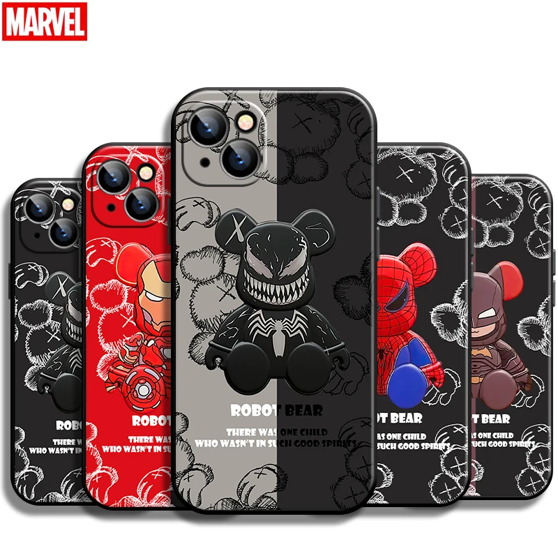 

Marvel Venom Spiderman Cute Bear For Apple iPhone 13 12 11 Pro Mini X XR XS Max SE 5 6 6S 7 8 Plus Phone Case Carcasa