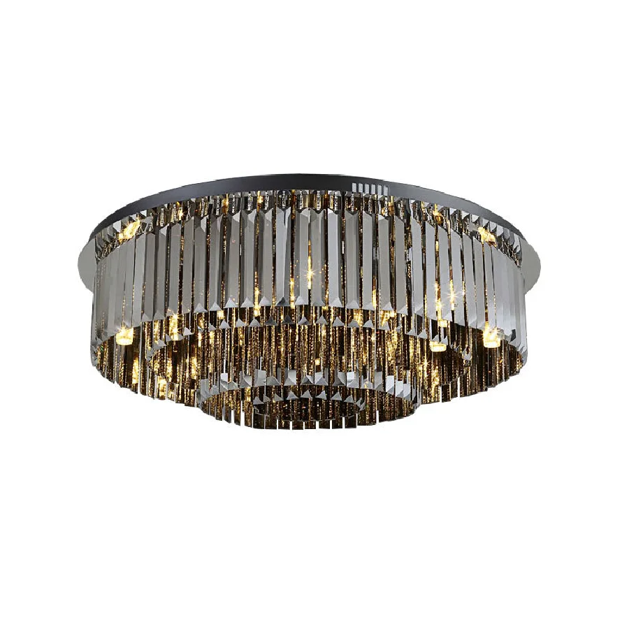 

American Style Black Crystal Ceiling Lamp Luxury Lustre Lighting Fixture Modern Surface Mounted Chandelier for Home Decor