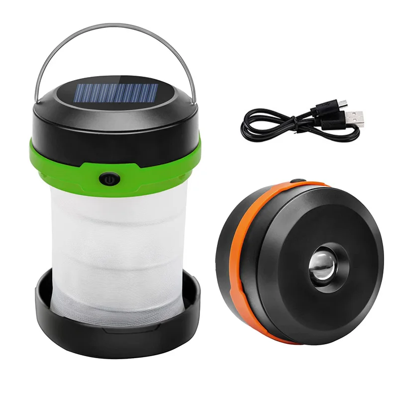 

Solar Powered LED Camping Lantern Collapsible USB Rechargeable Power Bank 3 Modes Camping Light For Hiking Fishing Emergency