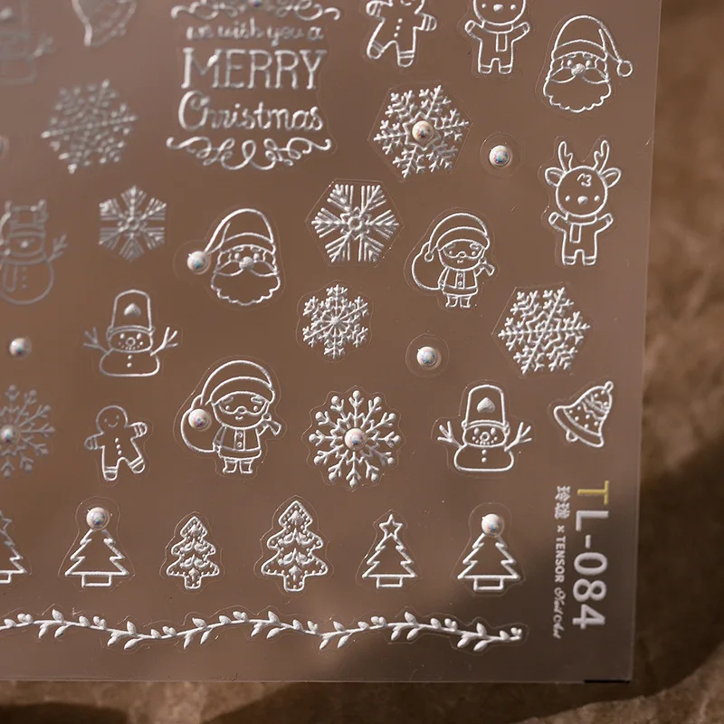 5D белые рельефные Рождественские снежинки Полые елки Санта Клаус колокольчик