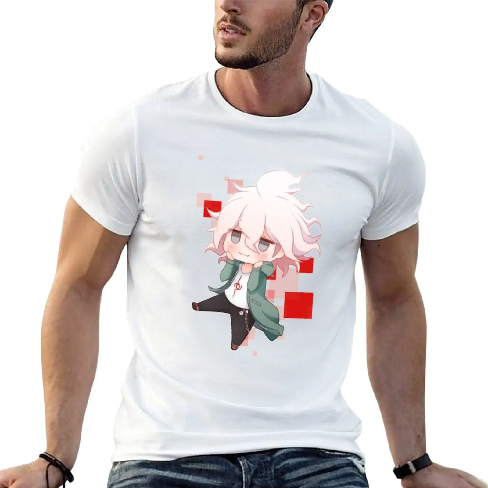 Фото Футболка Chibi Nagito 2, базовая футболка, хлопковая футболка, футболка с изображением Пак-Мэн, футболка с графическим рисунком №1