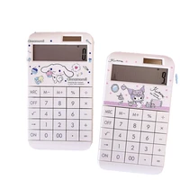 anime sanrio cinnamoroll kuromi 12 digit portable solar kawaii calculation book student learning office calculator birthday gift