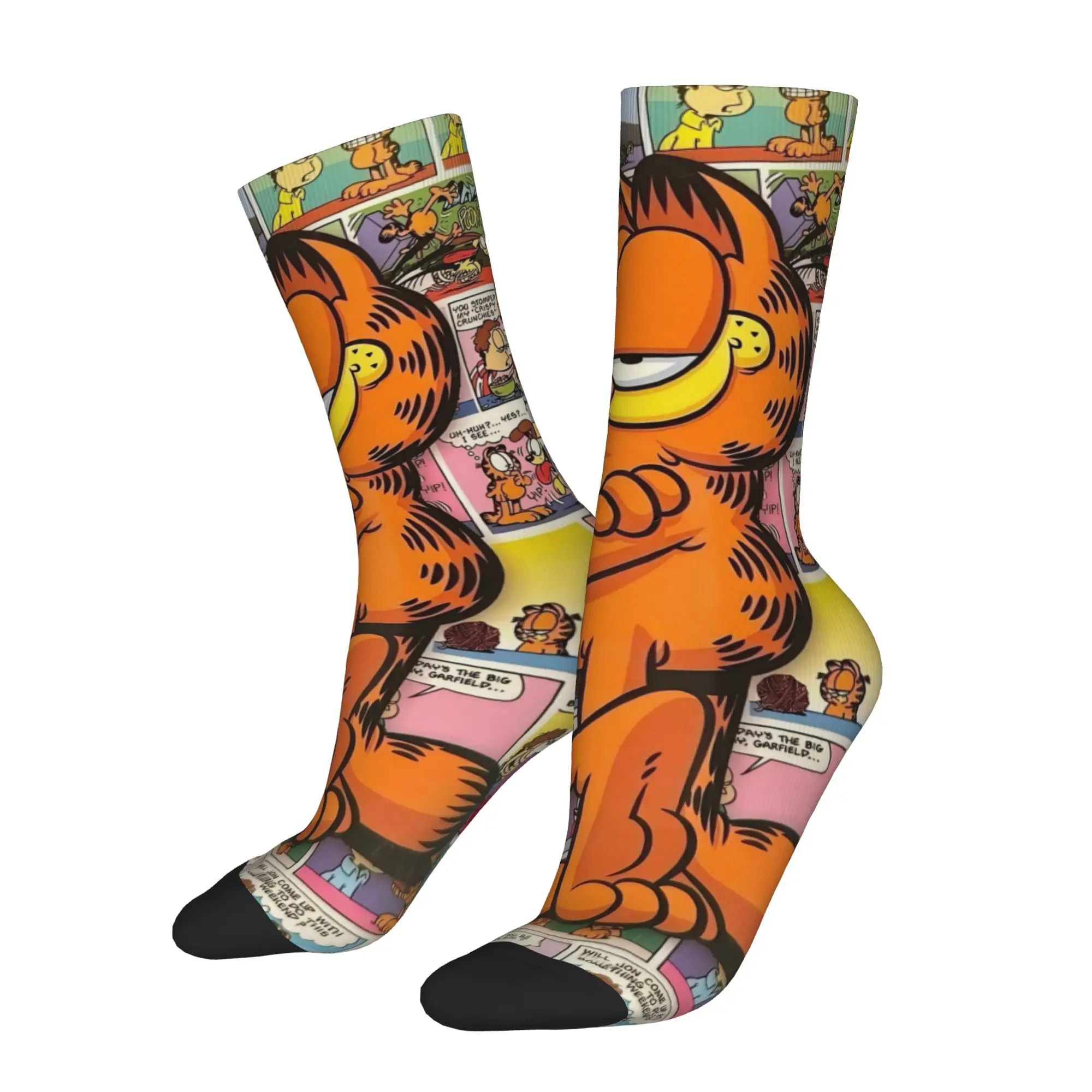 Фото Носки с мультяшными котами G-Garfielded, мужские и женские, из полиэстера, повседневные, в стиле Харадзюку, весна-лето-осень-зима, средней длины, подарки №1