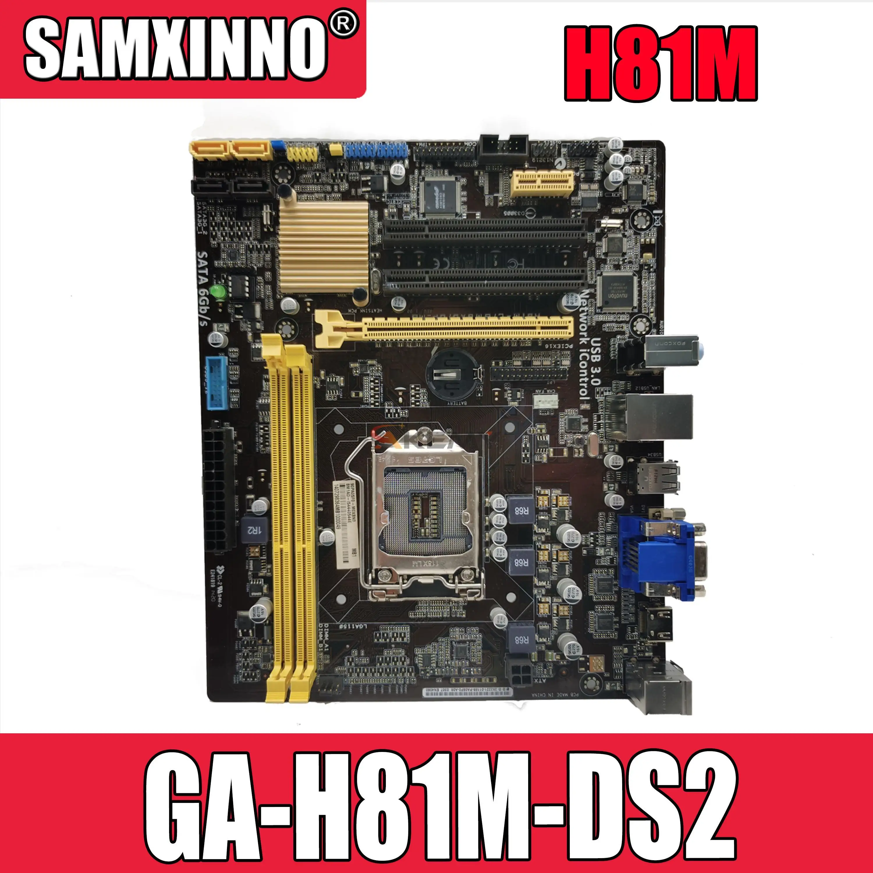 

LGA 1150 Gigabyte GA-H81M-DS2 Motherboard i7 i5 i3 DDR3 1600MHz 16GB PCI-E 2.0 USB3.0 VGA Intel H81 Placa-mãe 1150 i7 i5 i3 Used