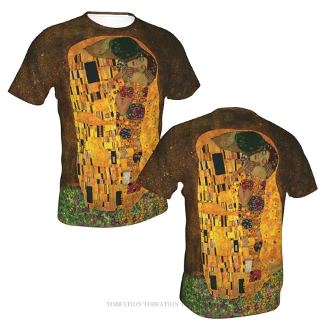 Harajuku мужская футболка из полиэстера "Поцелуй" Климта