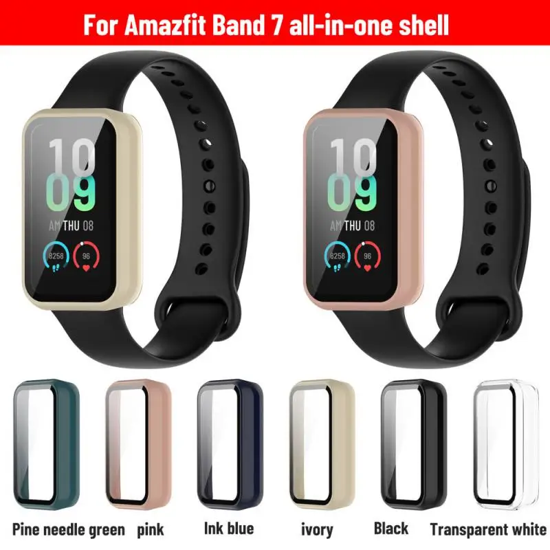 

Watch Case Protective Cover For Huami Amazfit Band 7 Hard PC Frame+ Toughened Glass Full Coverage Cases Shell For Amazfit Band7