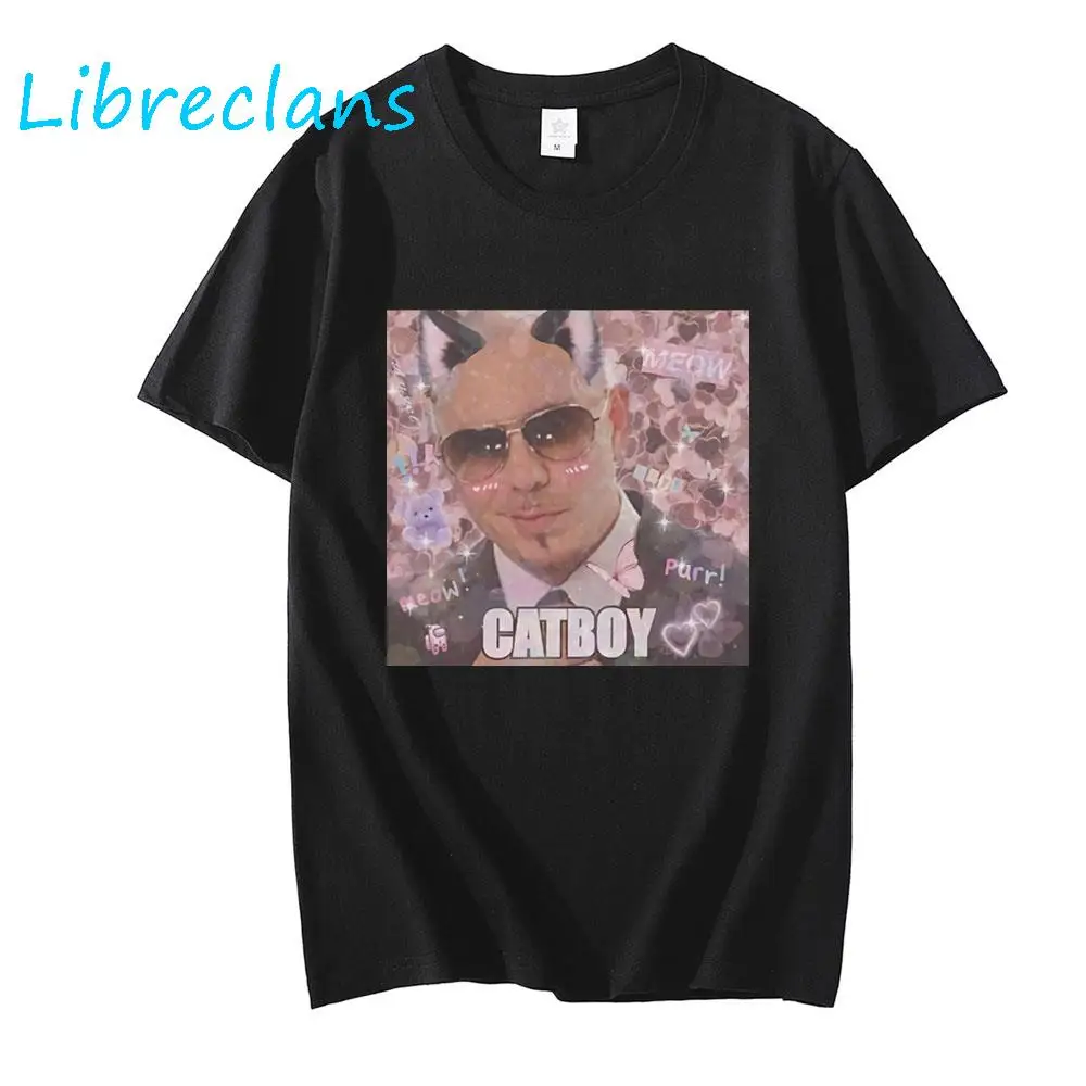 

Mr. Worldwide Catboy Print T Shirts Men Women Summer Funny Face Hip Hop 100% Cotton Boyfriend Gift Streetwear Boys Girls Clothes