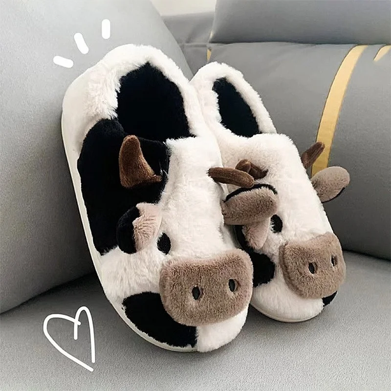 

Women's dairy home slippers, cute women's animal slippers, warm and soft slippers, Kawaii, funny women's cartoon shoes