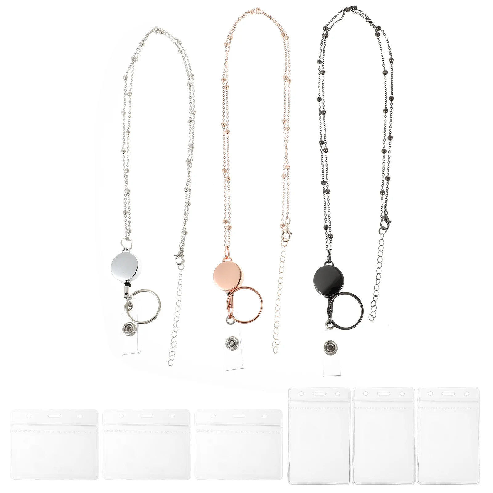 

1 Set of Multi-function Lanyards Portable ID Lanyards Extension-type Badge Lanyard