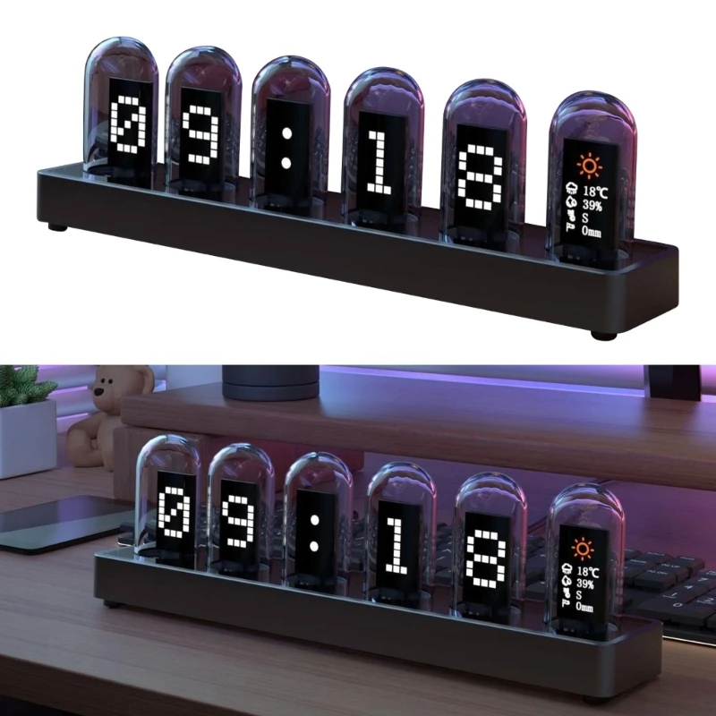 

Имитация трубчатых часов RGB Креативные часы Современные настольные часы Отличный подарок для энтузиастов и коллекционеров,