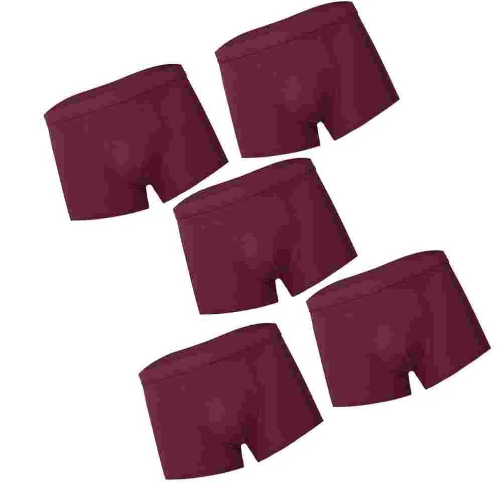 5pcs Cotton Man Briefs Stretchy Breathable Briefs Shorts Underpants Size L (Red)