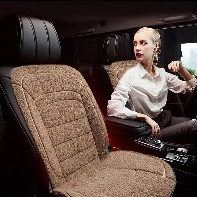 

Heated Car Seat Cover Car Seat Front Rear Flocking Cloth Cushion Non Heating Seat Cover Slide Auto Car Interior Accessories