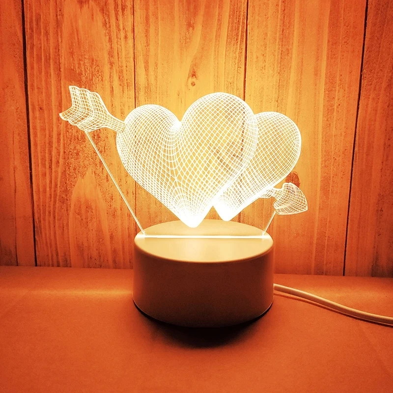 

Romantic Love 3D Acrylic Led Lamp for Home Children's Night Light Table Lamp Birthday Party Decor Valentine's Day Bedside Lamp