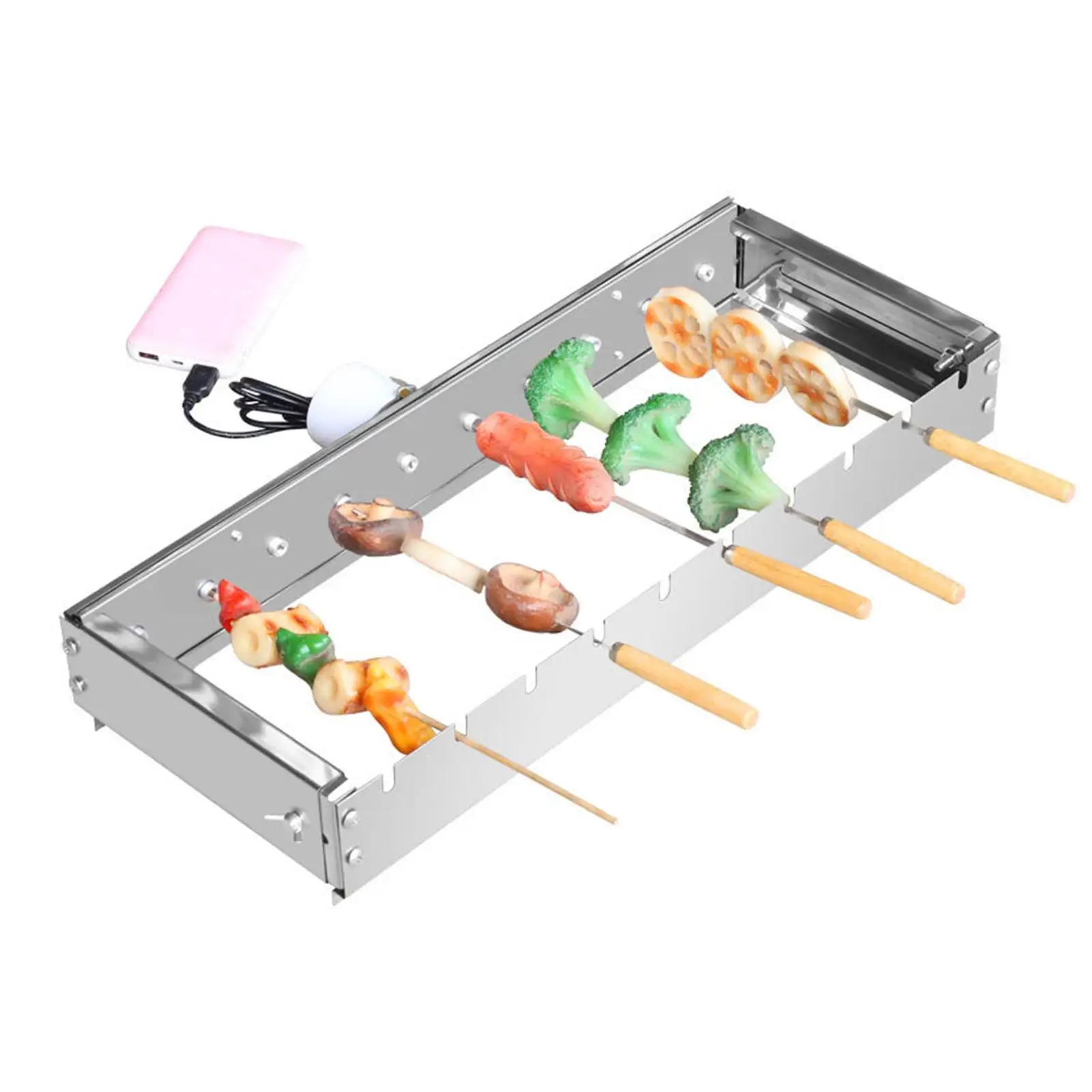 

Barbecue Rack Adjustable Width Automatic Rotary Frame Accessories for Garden Travel