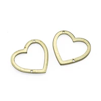 10pcslot raw brass two holes heart shaped pendant charms connectors for diy earrings bracelet necklace jewelry making