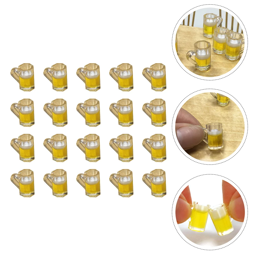 

20 Pcs Simulation Beer Mug Small House Accessories Dollhouse Decoration Miniature Drinking Cups Mugs Resin Ornaments Dolls