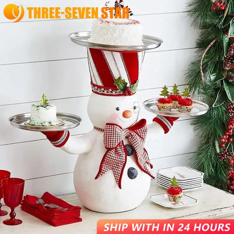 

Рождественский Санта-Клаус, снеговик, десерт, снеки, полимерная скульптура, поднос, настольный обеденный стол, новый год, фотостатуя, украшение