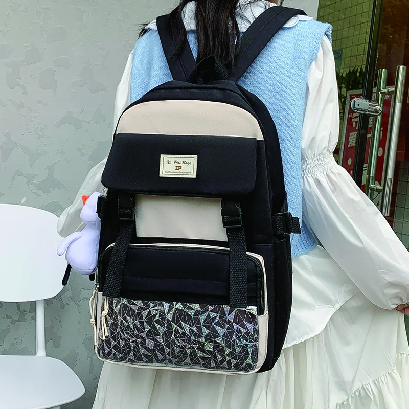 

New Fashion Backpack for Cute Girls Nylon School Bag Casual Female Large Capacity Rucksack Ladies Anti Theft Canvas Mochila