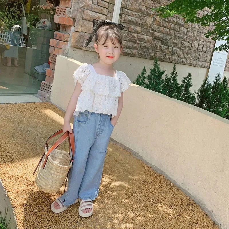 

Летняя детская джинсовая рубашка для девочек, Детский комплект из двух предметов, костюмы для подростков, мальчиков и женщин 12, 13, 15 лет