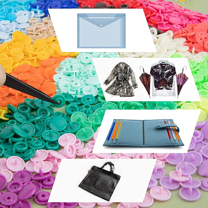 

150/360 Sets Colorful T5 Plastic Snap Button with Snaps Pliers DIY Tools Kit Organizer Containers Easy Replacing Snaps for Home