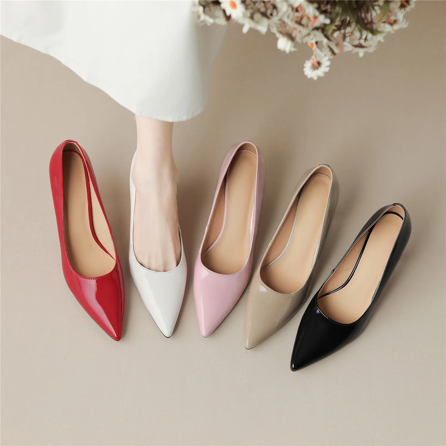 Women Patent Leather Pointed Pumps Toe Thin High Heels Office Wedding Shoes Spring Autumn Sexy Handmade Shoes Big Size 46 47