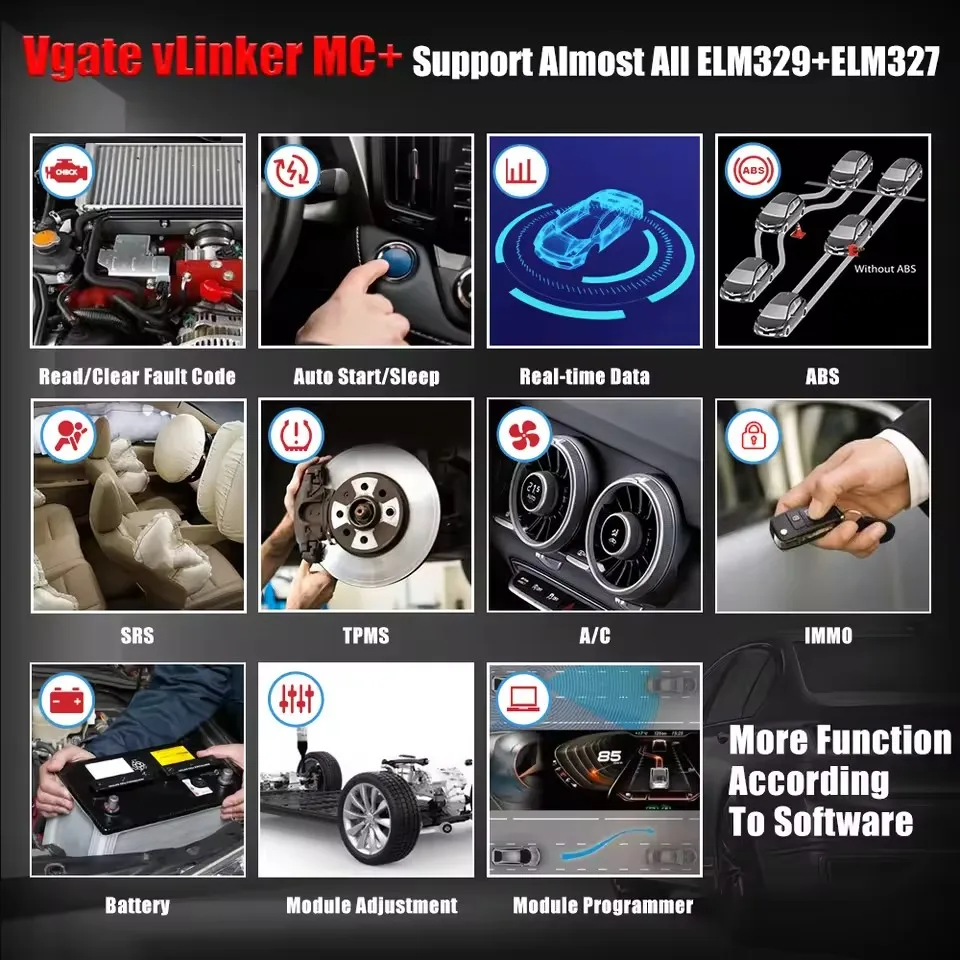 Фото Vgate vLinker MC+ MC V2.2 Bluetooth 4.0 BT3.0 OBD сканер автомобильные диагностические инструменты для IOS Android сканер автоинструмент PK V1.5 ELM327 №4