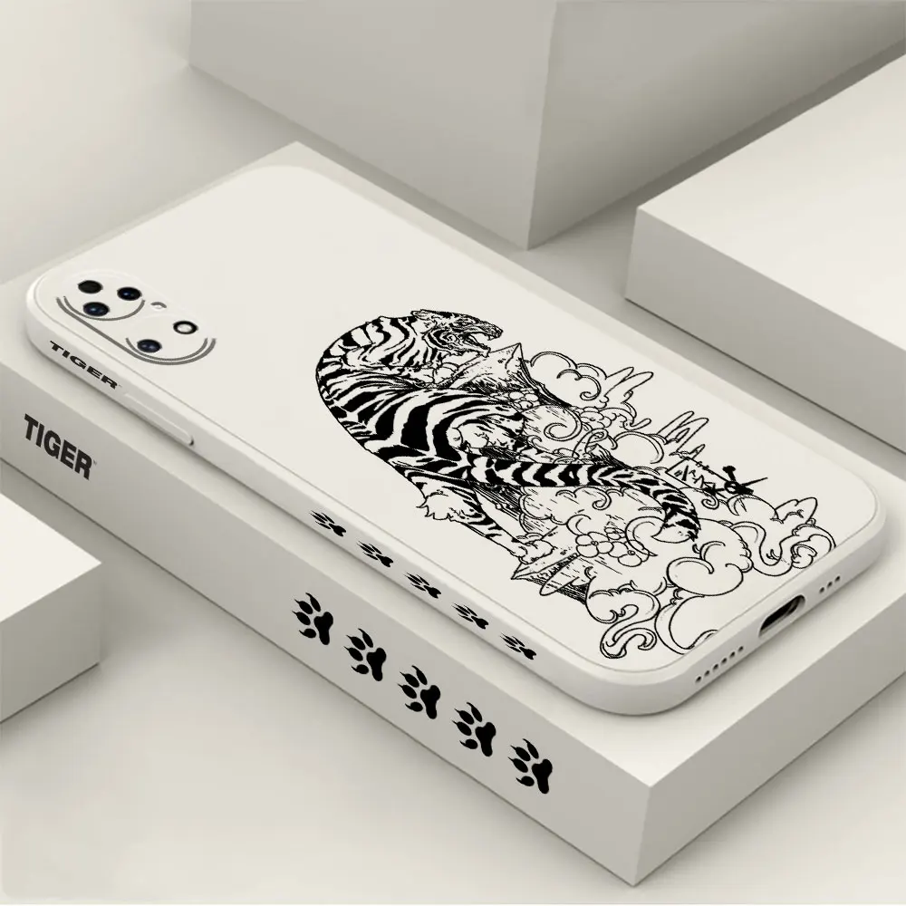 Black Tiger Phone Case For Huawei P60 P50 P40 P30 P20 Mate 50 40 30 20 20X 10 Colour Liquid Silicone Cover Funda Cqoue Shell