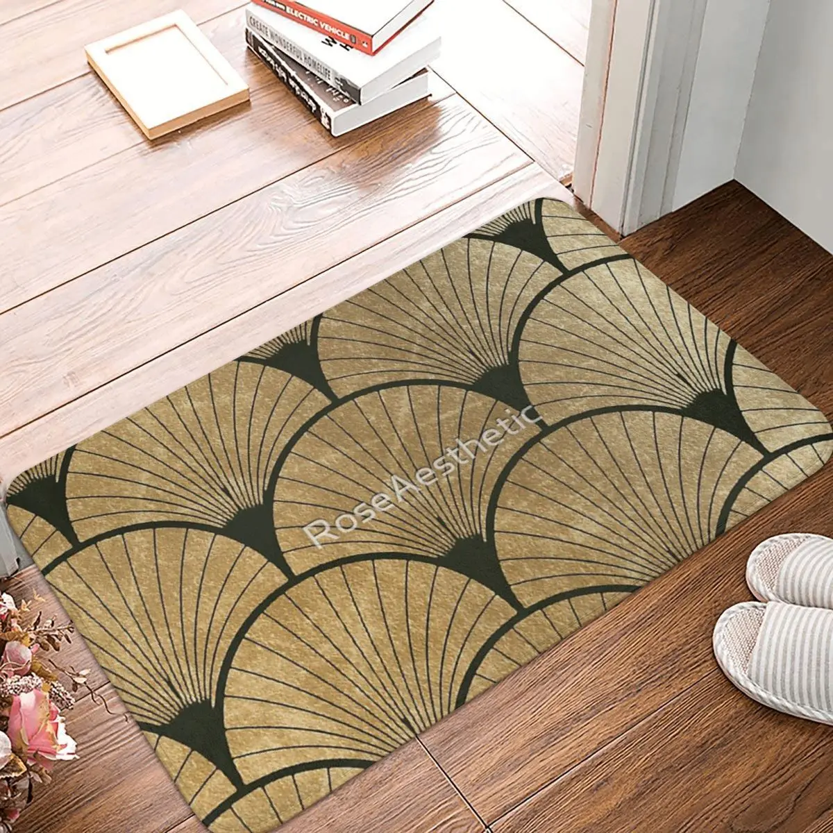

Art Deco Elegance - Golden 60x40cm Carpet Polyester Floor Mats Cute Style Anti-Slip Everyday