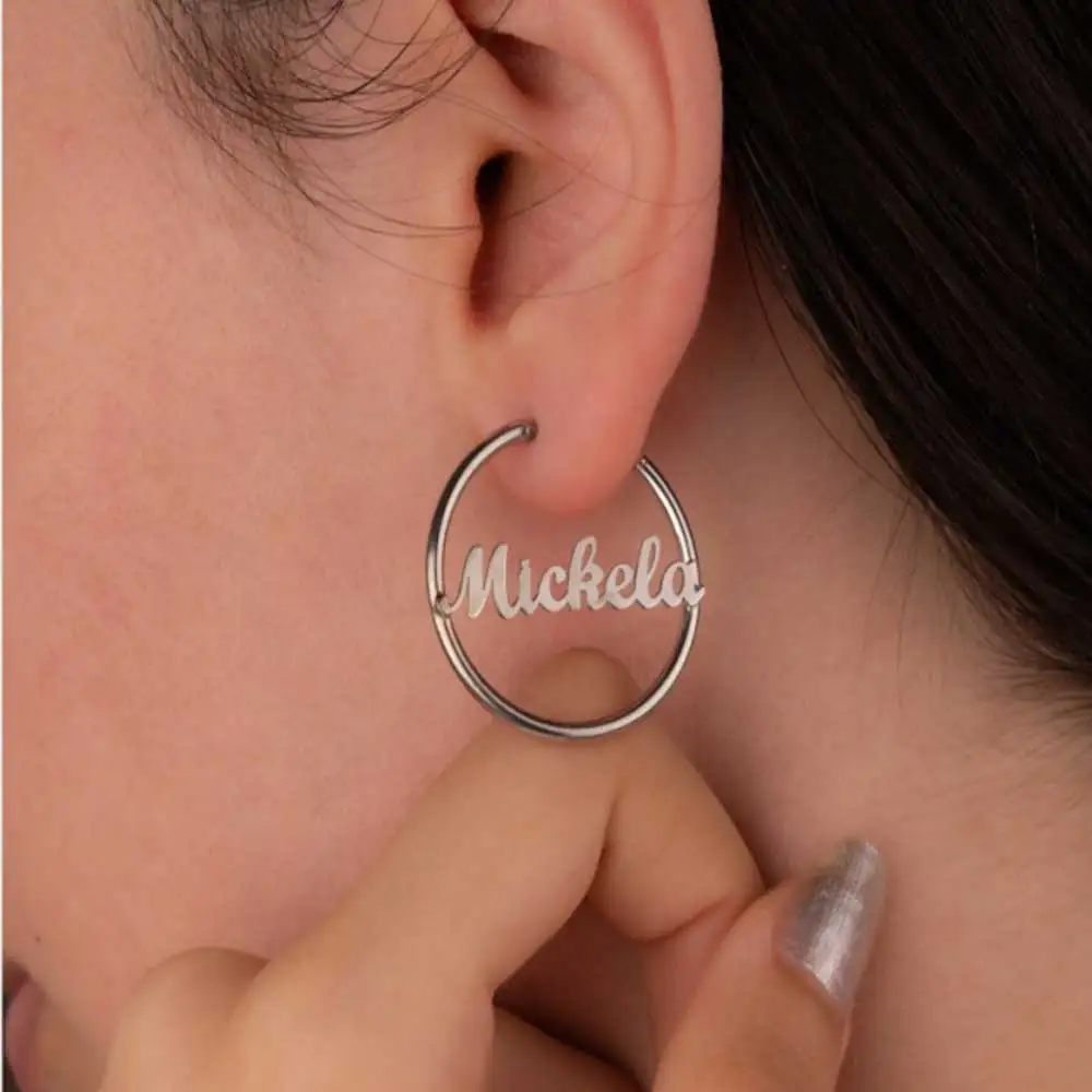 Custom Name Hoop Earrings for Women New Fashion Stainless Steel Designer Earrings Wedding Party Gifts Jewelry Pendientes De Aros