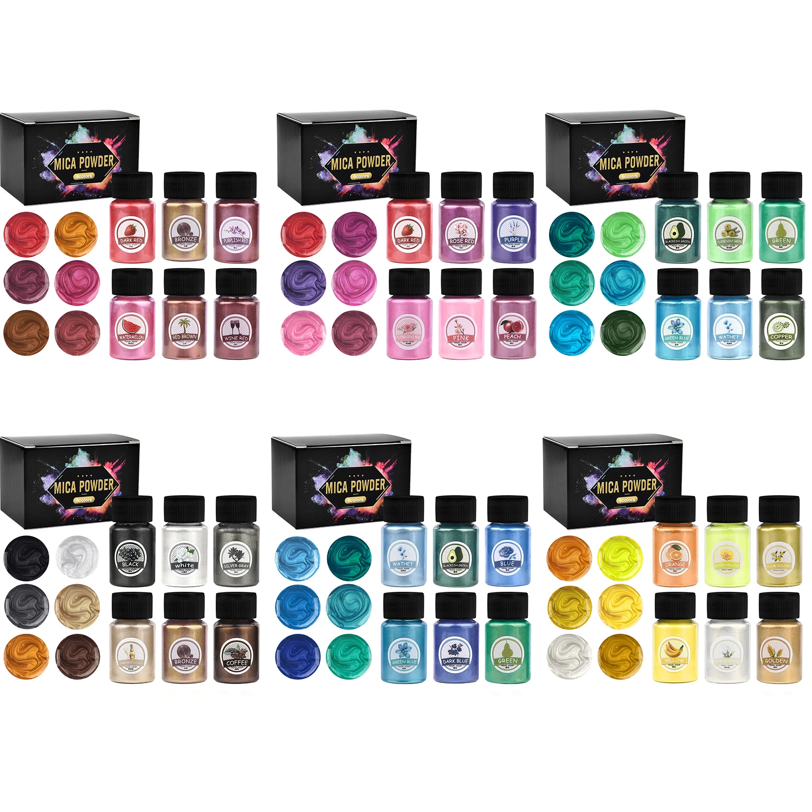 6 цветов/коробка зеркальный натуральный слюдяный жемчужный порошок краска для