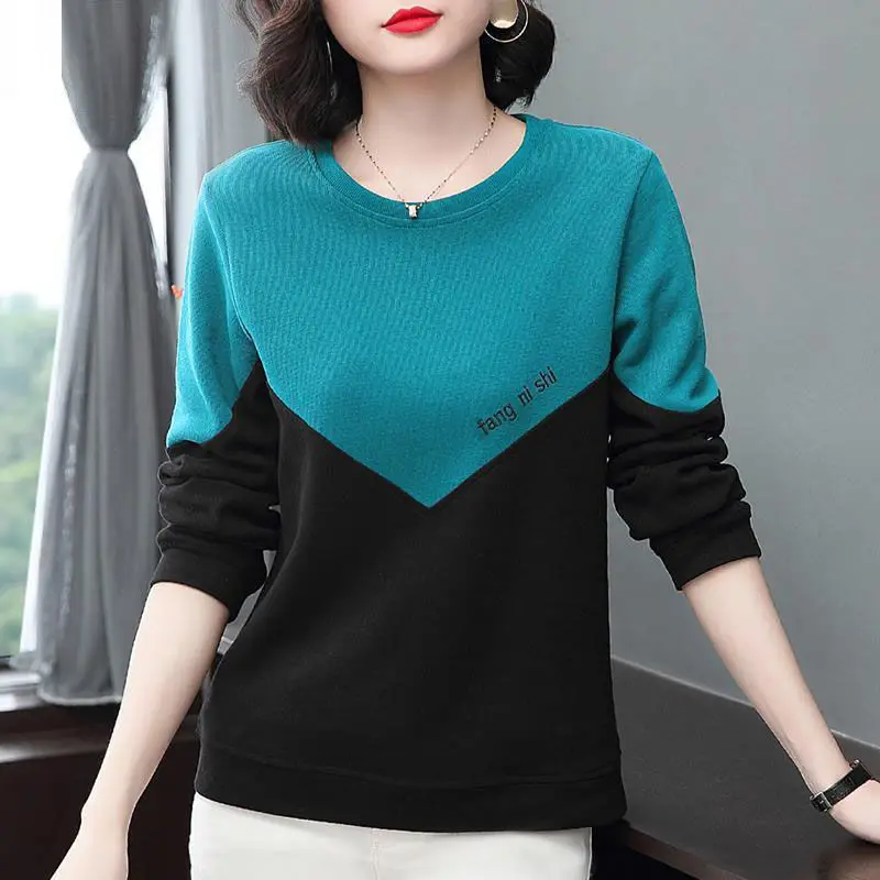 Women's Round Neck Sweater Loose Spring Autumn New Long Sleeve Pullover All Match Coat