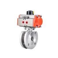 pneumatic thin double clip ball valve normal temperature stainless steel steam regulating ball valve