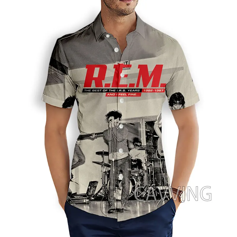 

CAVVING 3D Printed R.E.M. Band Fashion Casual Shirts Men's Short Sleeves Loose Breathable Shirts