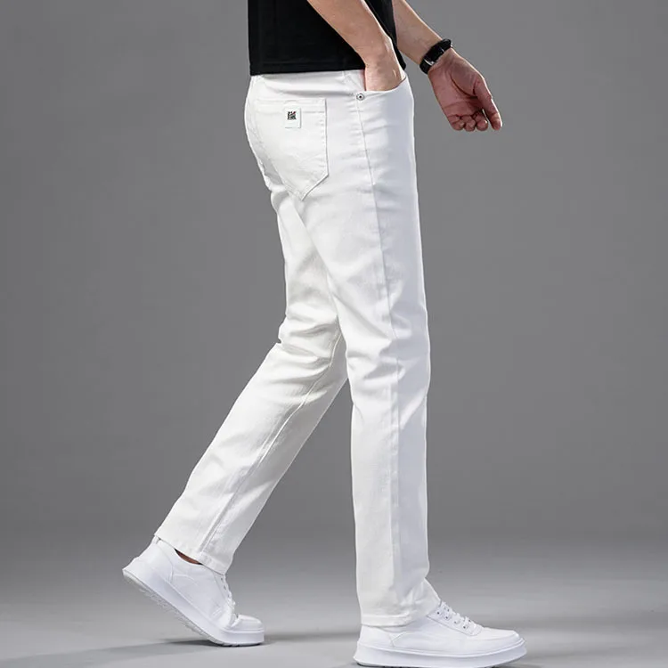 

Trousers Skinny Denim Casual Men Stretch Male White Pants Jeans Slim Business Fashion Fit For Men Jeans Clothes New Chinos Brand