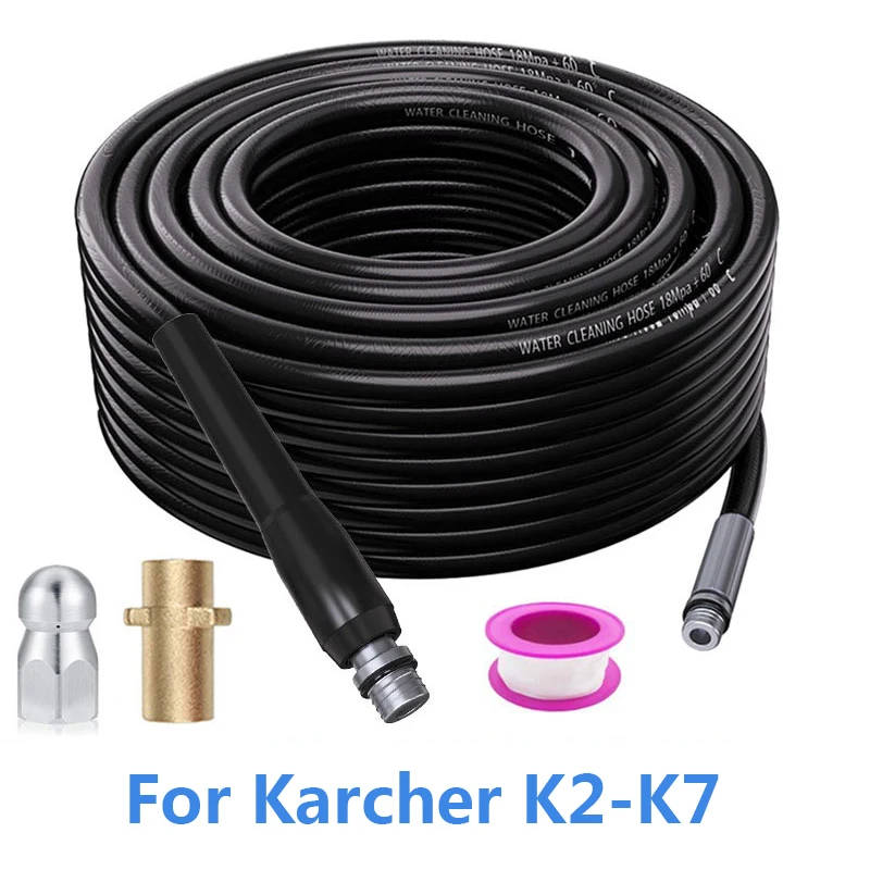 

6-20m Sewer Drain Water Cleaning Hose for Karcher Pipe Cleaning K2 K3 K4 K5 K6 K7 Sewer Jetter Kit to High Pressure Washers Gun